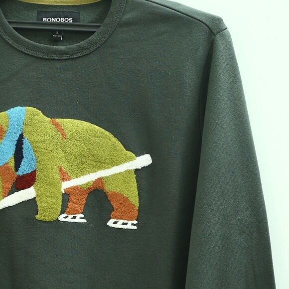 BONOBOS Critter Supersoft Fleece Crew Sweater Embroidered Long Sleeve XL 283299 - Picture 4 of 7